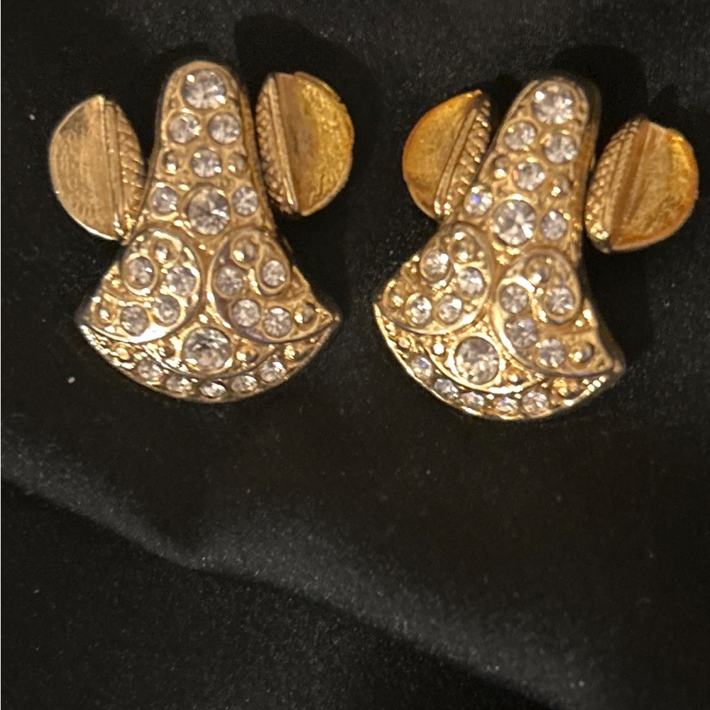 CHRISTMAS Elegant Gold and Silver Women's Angel Earrings vintage clip ons